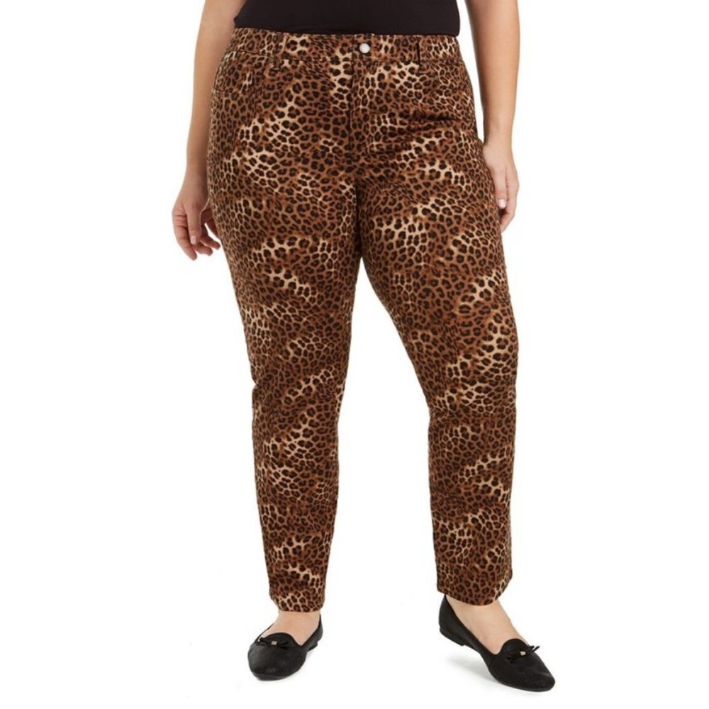 Charter Club PLUS SIZE Lexington Animal-Print Jeans 16W Stretch Denim Festival